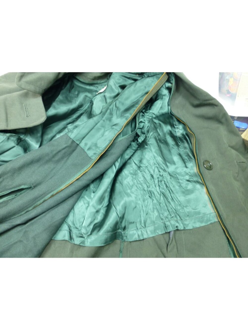 VTG U.S. Army AG-44 Wool Gabardine Overcoat 36R AG-44 Belt & Removable Liner Gre - Picture 14 of 16
